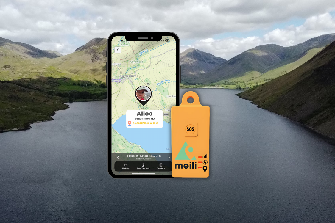 Mobil Phone app showing Meili GPS Trackers for Schools and Expeditions